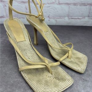 BOTTEGA VENETA - Leather/Jute Strappy Sandals - Size 38